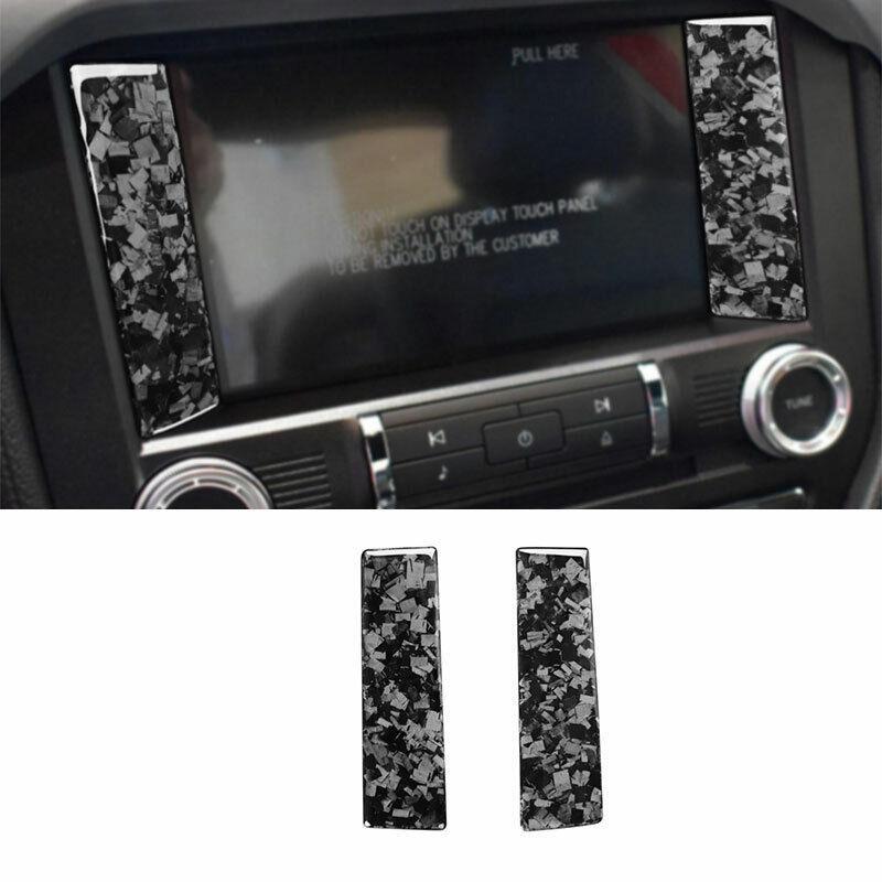 Forged Carbon Fiber Console Navigation Strip Trim 2PCS for Ford for Mustang 2015-22