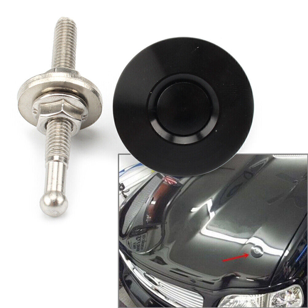Universal BLK Push Button Quick Release Hood Pins Bonnet Lock Clip Latch Bumper