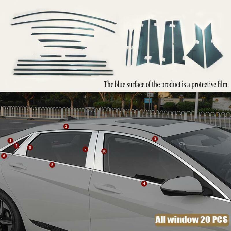 Silver stainless Window Molding Strip Trim 20X For 2021-2023 for Hyundai for Elantra n