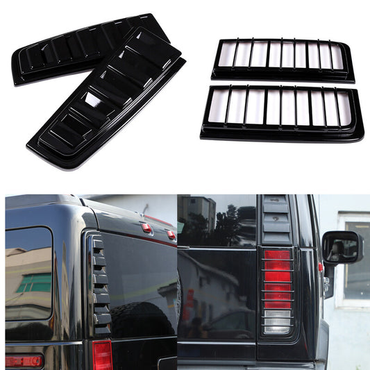 Suitable for 03-09 for HUMMER H2 Gloss Black Rear Headlight Protector + Taillight Vent Cover Decoration