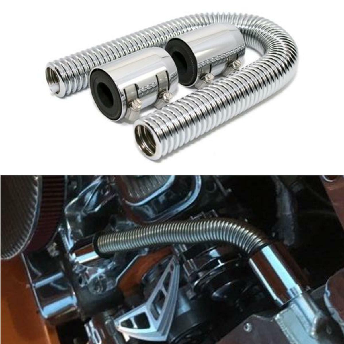 24-inch silver automotive radiator flexible coolant hose kit with stainless steel and 2 caps - n