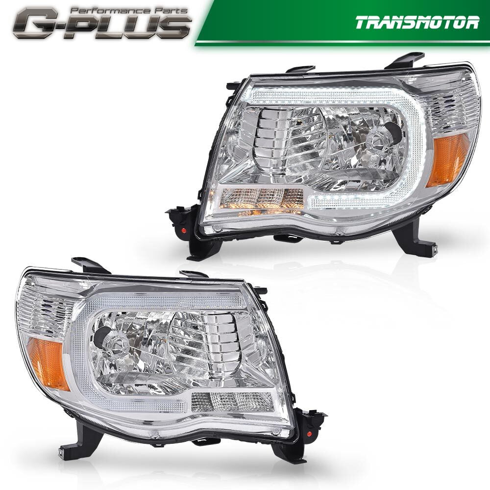 Fits 2005 - 2011 for Tacoma Clear LED Tube Headlights Clear/Amber - v