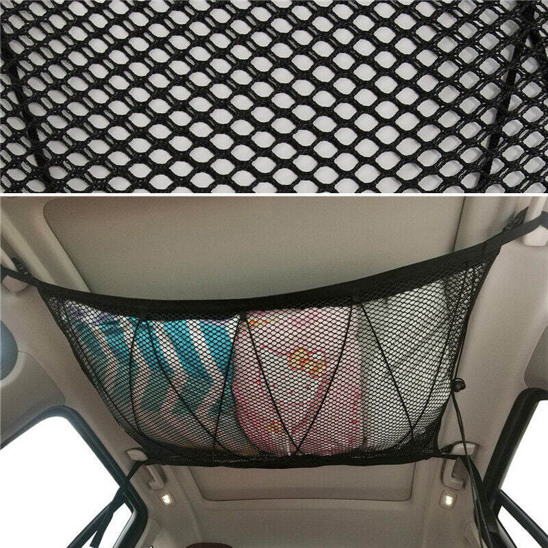 1-Pack Double-Layer Rooftop Cargo Mesh Bags - Breathable Mesh Storage Bags n