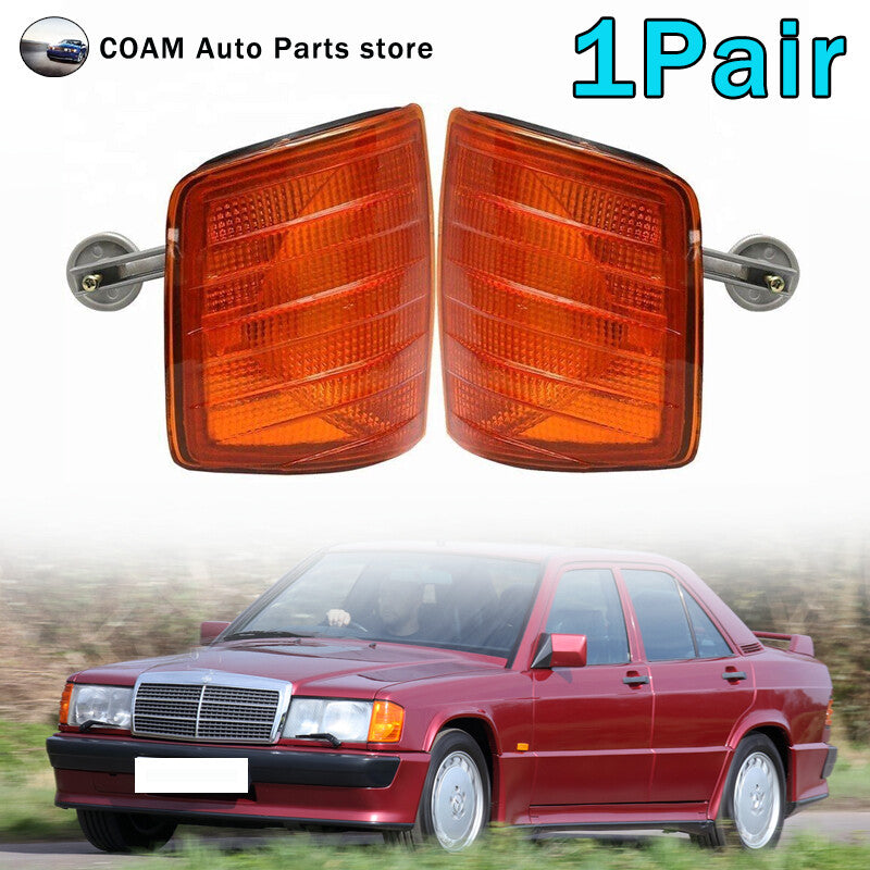 2-piece yellow turn signal light housings for Mercedes-Benz W201, E200, E220
