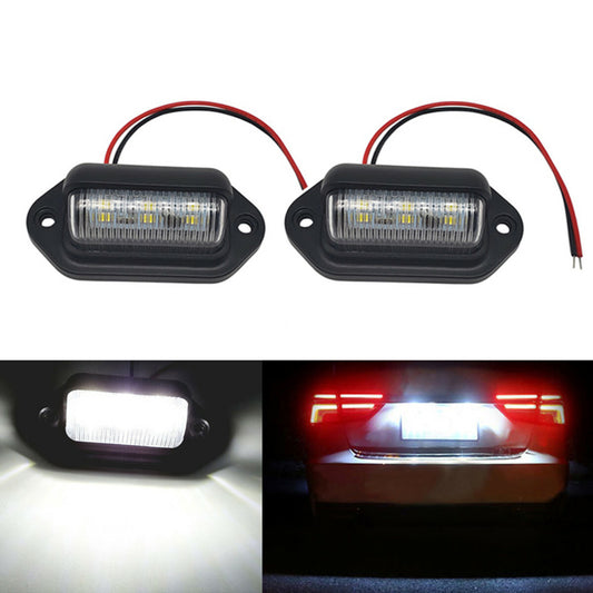 2PCS Car Number License Plate Lamp Bulbs Trailers Trucks 6LED Lights 12-24V