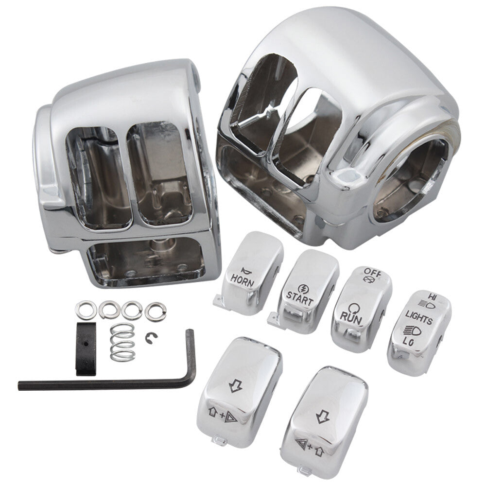 Chrome switch housing protective cover & 6-piece switch cover kit for Harley Dyna Sportster - n