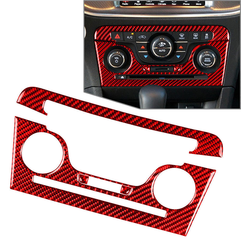 4 Pcs Interior Console CD AC Panel Cover Trim for Dodge Charger 2011-2014 Red