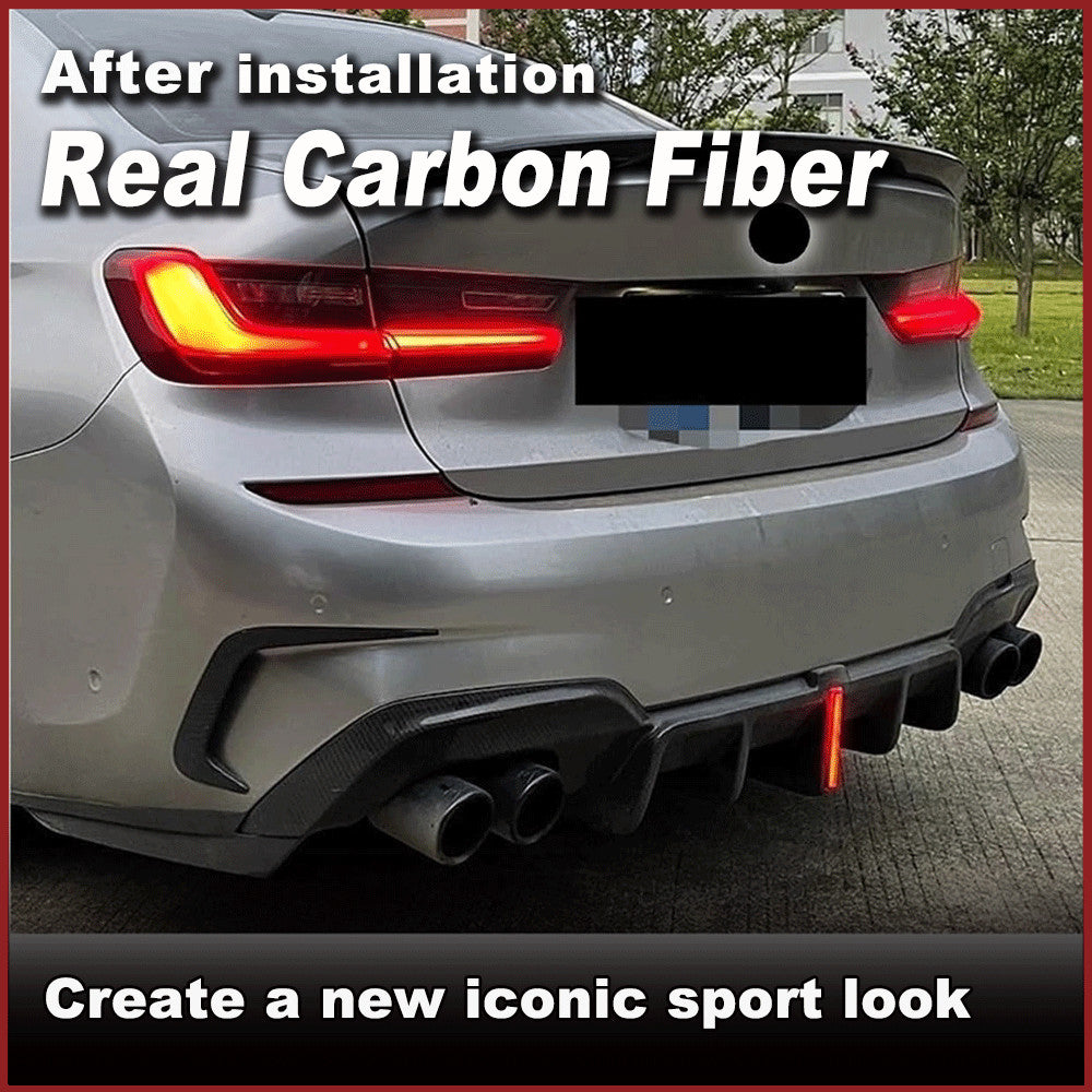 for BMW G20 G28 M-Sport 19-22 REAL CARBON Rear Bumper Diffuser Lip Spoiler W/LED