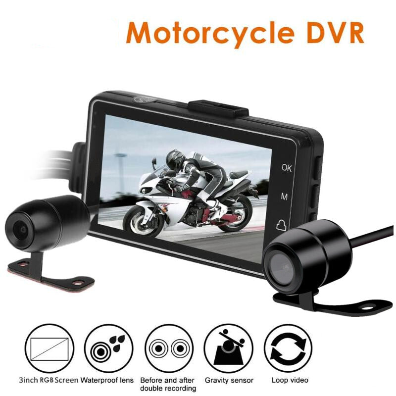 Motorcycle 3 inch Screen Dash Cam Recorder Rear Recorder Video Dual Camera DVR