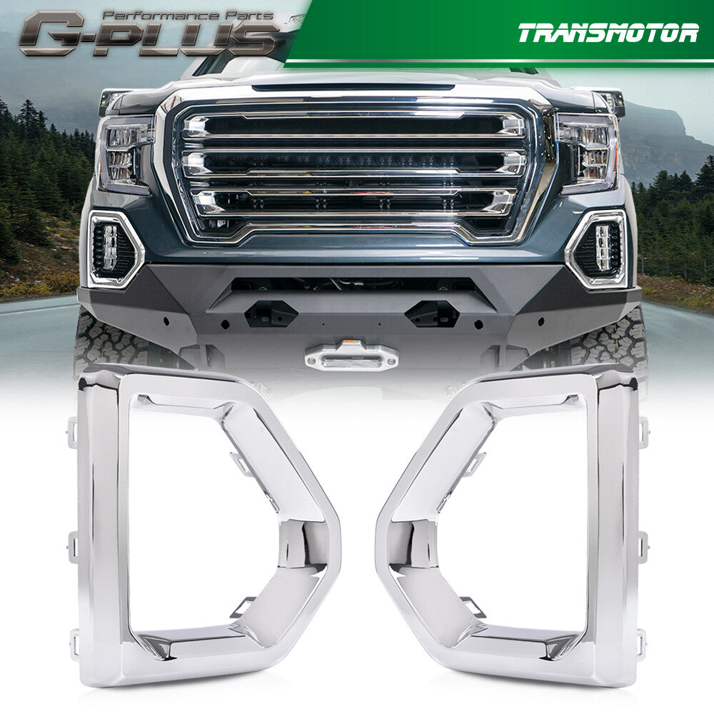 Fits for GMC for Sierra 19-21 Denali SLT Front Fog Lamp Outer Bezel Protector for CHRome - v