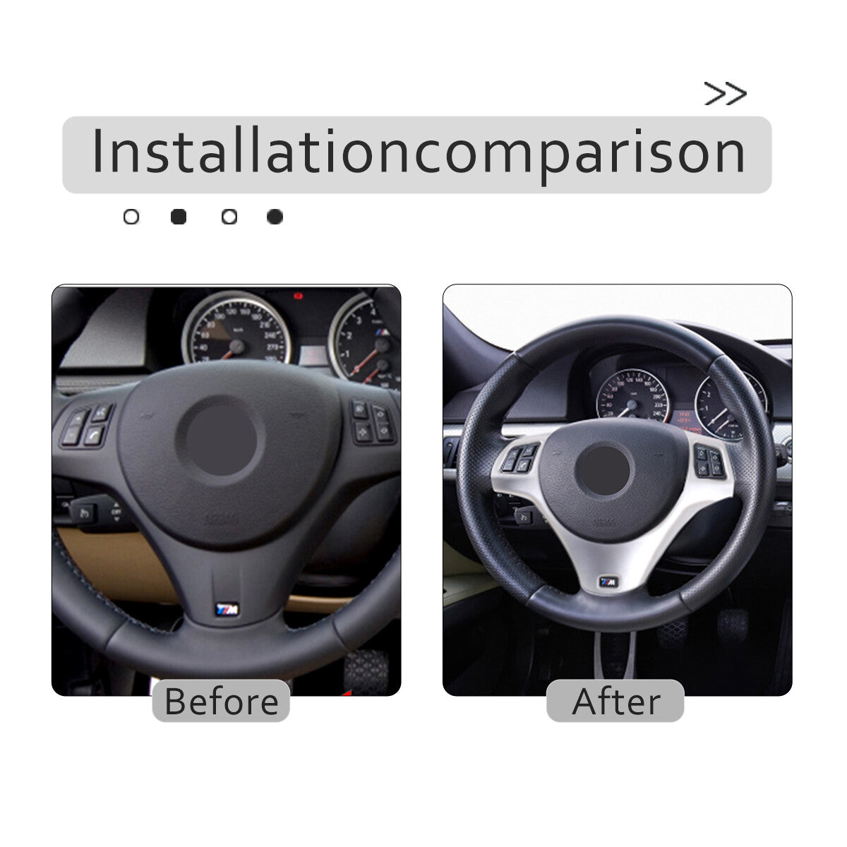 Chrome steering wheel cover suitable for 2005-2012 3 E90 E92 E93- n