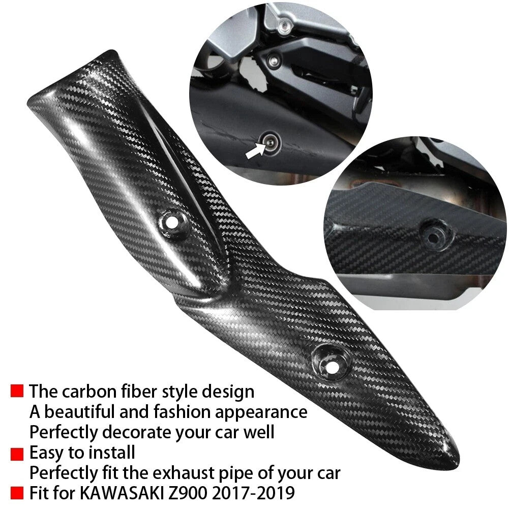 Motorcycle Exhaust System Carbon Fiber Heat Shield Muffler Cover Fit For Z900