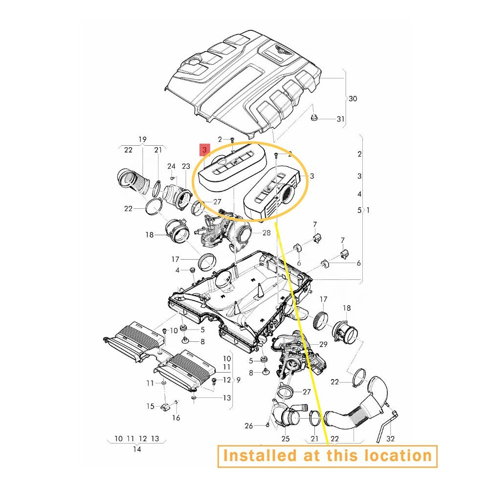 Intake Clean Air Filter Kit for Bentley for Bentayga 17-20 - Equipment Manufacturer: 4M0133843A