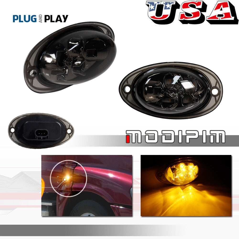 Amber LED driver's side marker turn signal light for Freightliner Cascadia 2008-2017- v