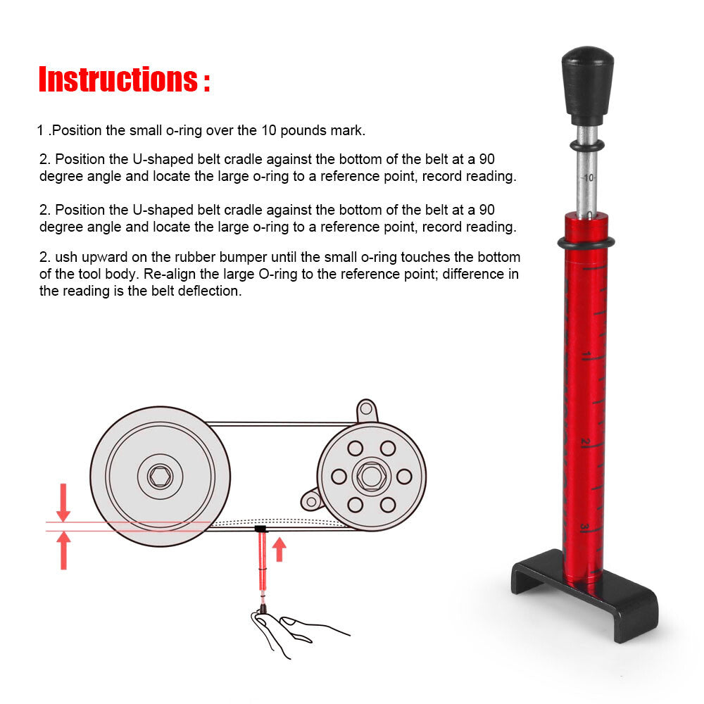 Motorcycle Adjustable Belt Tension Gauge Tool for Harley &All Belt Drive Bike Red Q