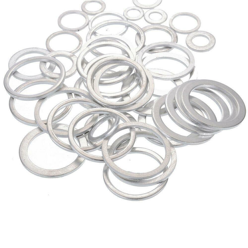 Silver automotive engine oil drain plug crushing washer sealing O-ring kit aluminum - n
