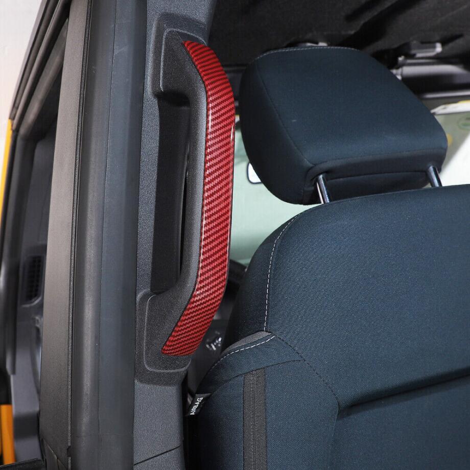 Car B Pillar Grab Handle Cover Trim For Bronco 21-24 Accessories Red Carbon v