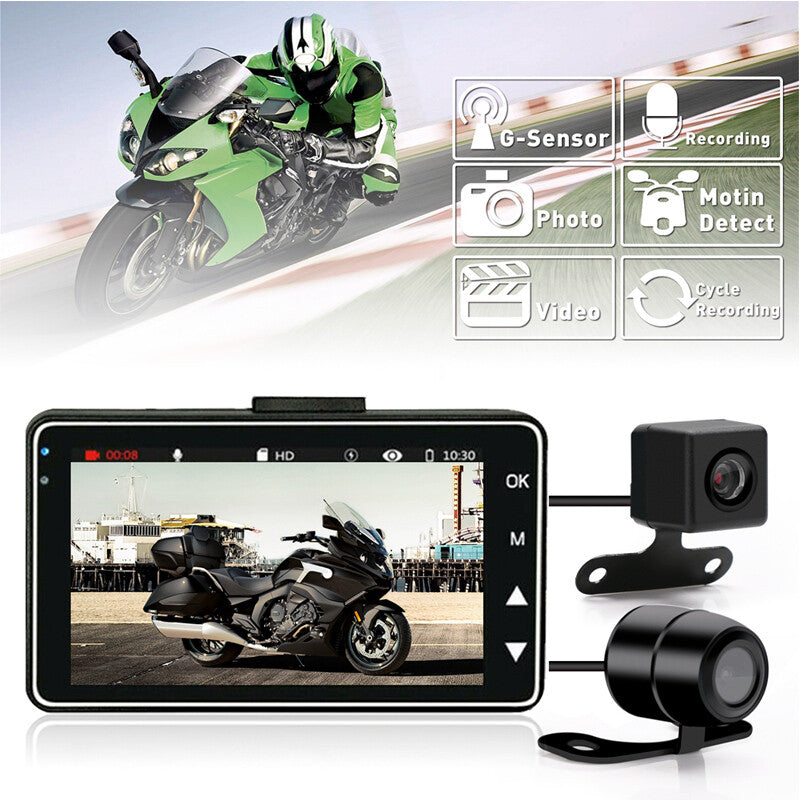Motorcycle/Skateboard DVR Front + Rear Camera Dashcam with G Sensor - n