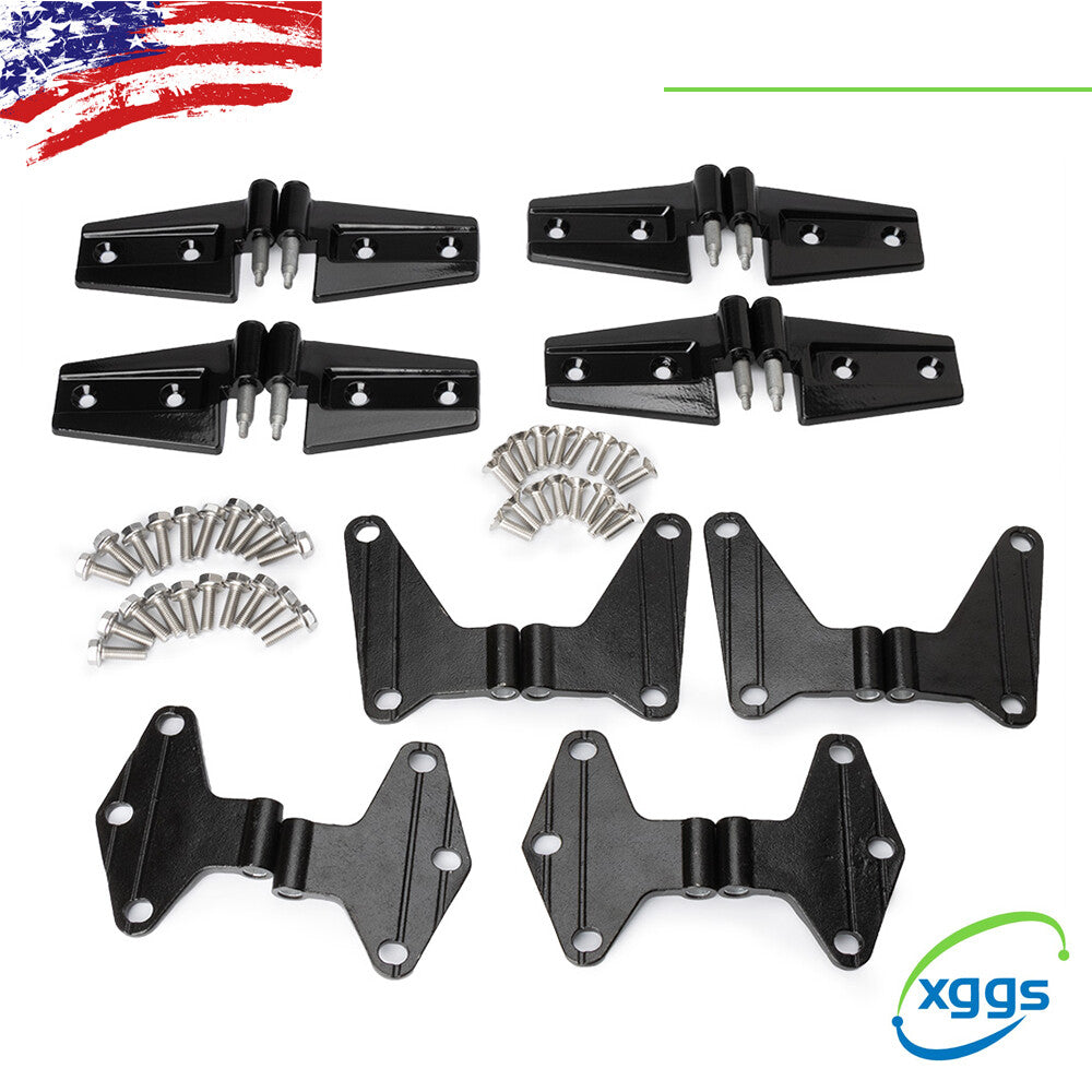 Body door hinge replacement kit, 16-piece powder coated set for Jeep for Wrangler JK 2007-2018 Q