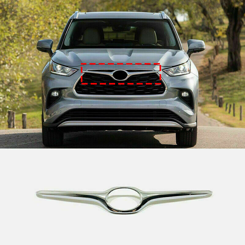 for Toyota Highlander 2020-2024 Chrome Front Grille Logo Cover Moulding Trim ABS