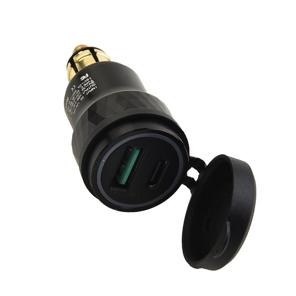 Dual USB charger, fast charger, power DIN socket adapter for motorcycles
