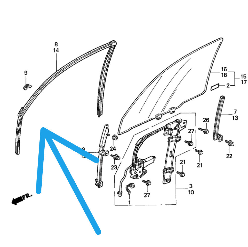 4-piece pack for sealing door windows, operating channels, and weatherstripping on 2008-2012 for Honda Accord sedans.