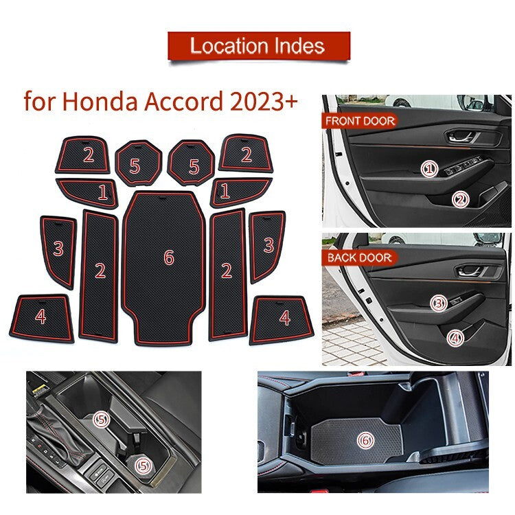 Anti-Slip Gate Slot Mat for Honda Accord 2023 Door Groove Pad Cup Holder