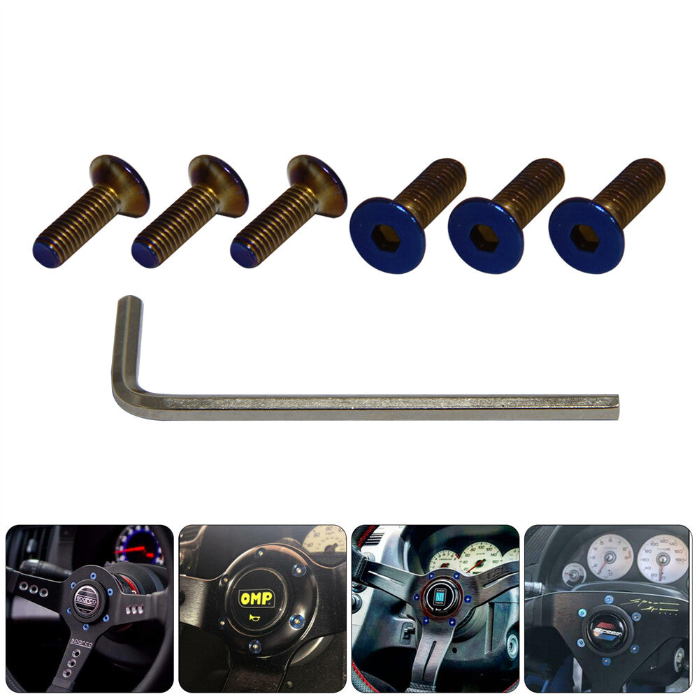 6Pcs Steering Wheel Bolts Screw Kit For Momo Nardi Personal NRG Sparco Flat Head