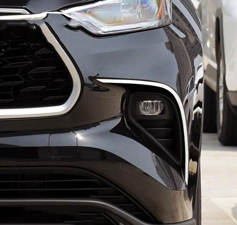 for Toyota Highlander 2020-2022 Stainless Front Fog Light Lamp Trim Eyelid Strip