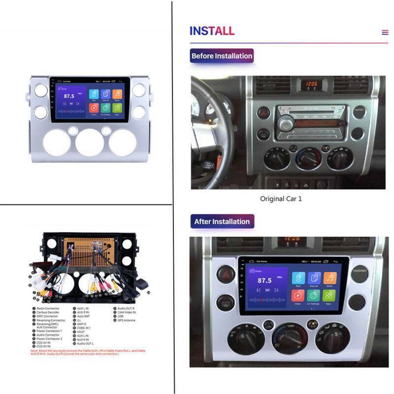 2 DIN 9 Android 10 Car GPS Player BT WIFI FM 1+16G for Toyota FJ Cruiser 07-18