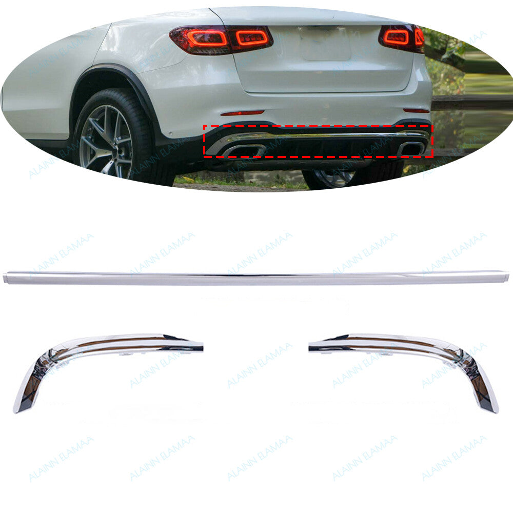 3pcs Rear Bumper Molding Trim For 2020-2022 for Mercedes for Benz GLC W253 GLC300 220 Q