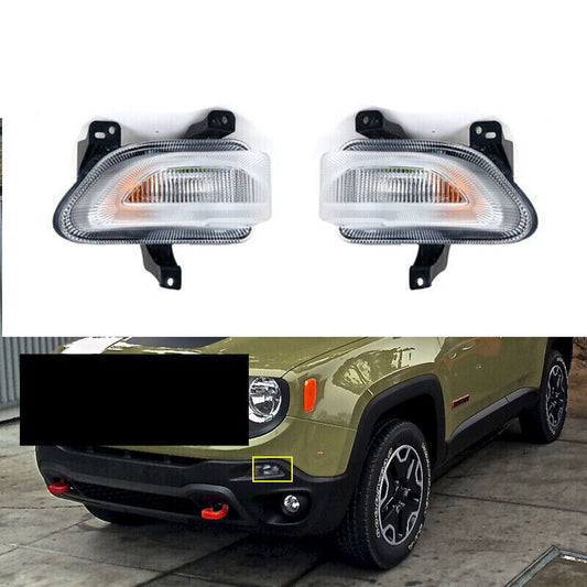 Pair LED Fog lights Daytime Running Lights Fit for Jeep Renegade 2015 2016-2018