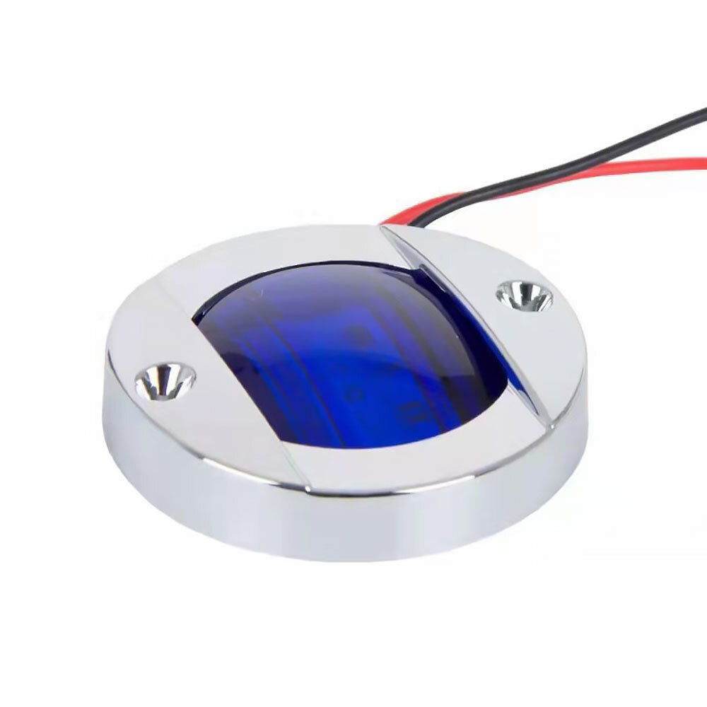 4 round marine LED courtesy lights, cabin deck, Stern Navigationin, light blue - n