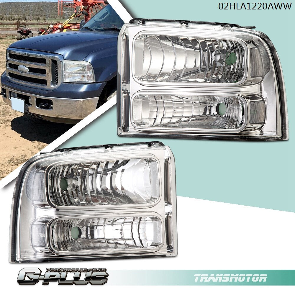 Clear Corner Clear/for CHRome Headlights Fits 2005 - 2007 for F250 F350 Super Duty- v