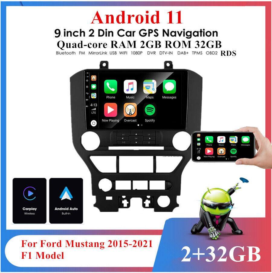 2GB+32GB for Mustang 2015-2021 F1 Models, 9-inch Android 11 Car Stereo Radio with GPS n