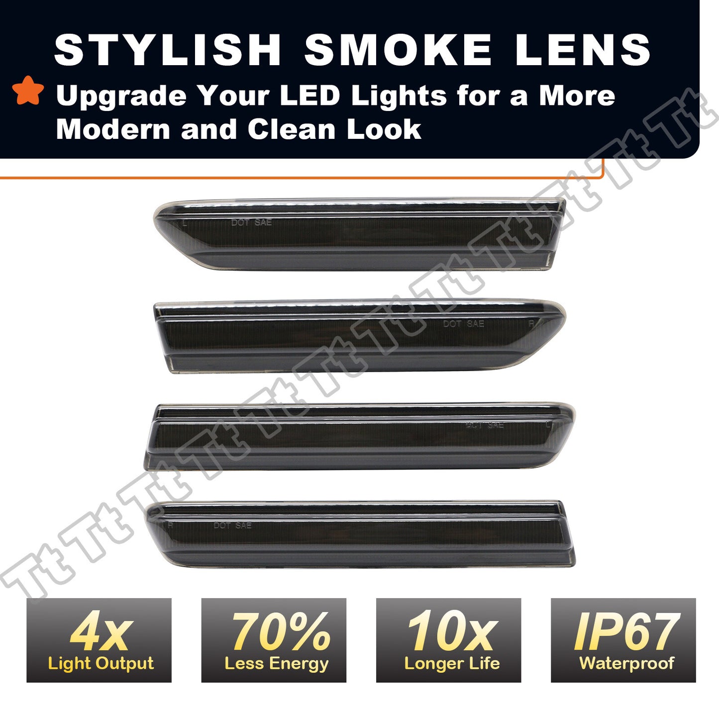 4x For 2007 - 2008 for Acura TL * S Model Only* Smoked Front and Rear LED Side Marker Lights - v
