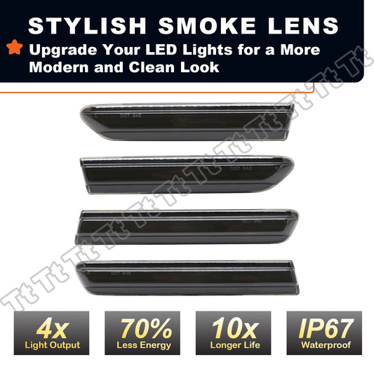 4x For 2007 - 2008 for Acura TL * S Model Only* Smoked Front and Rear LED Side Marker Lights - v