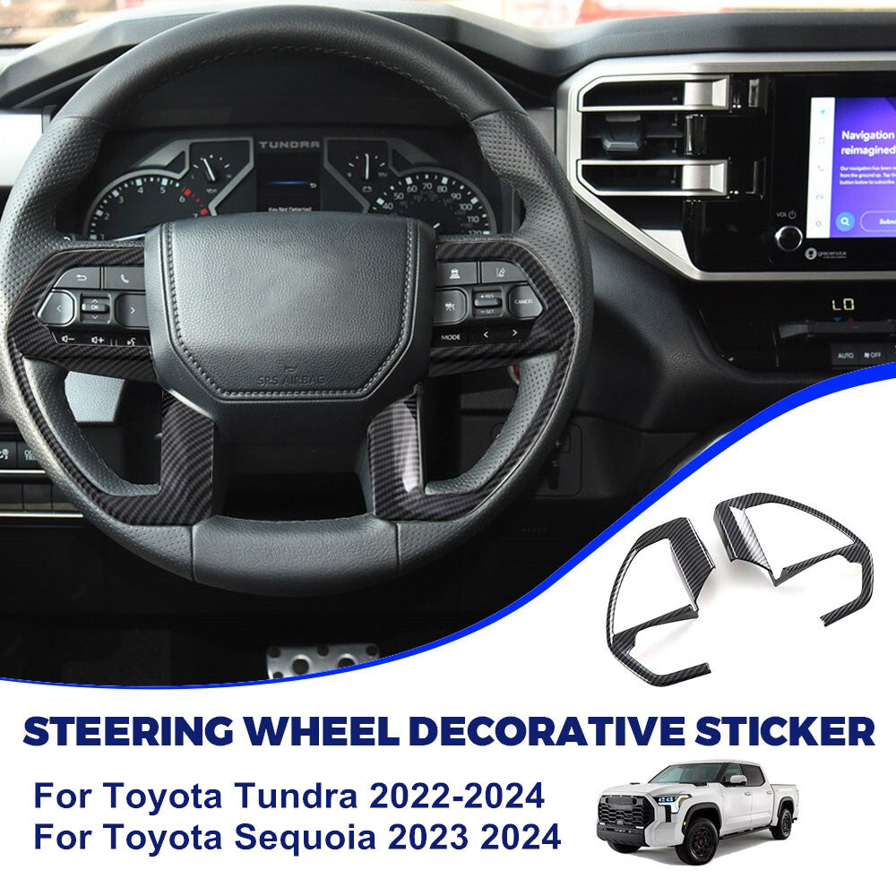 Carbon fiber exterior design available for 2022-2024 Tundra steering wheel button cover trim. n