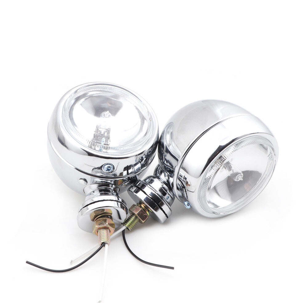 2x Chrome Retro Passing Driving Headlight Spot Fog Light for Harley for Honda for Yamaha Q