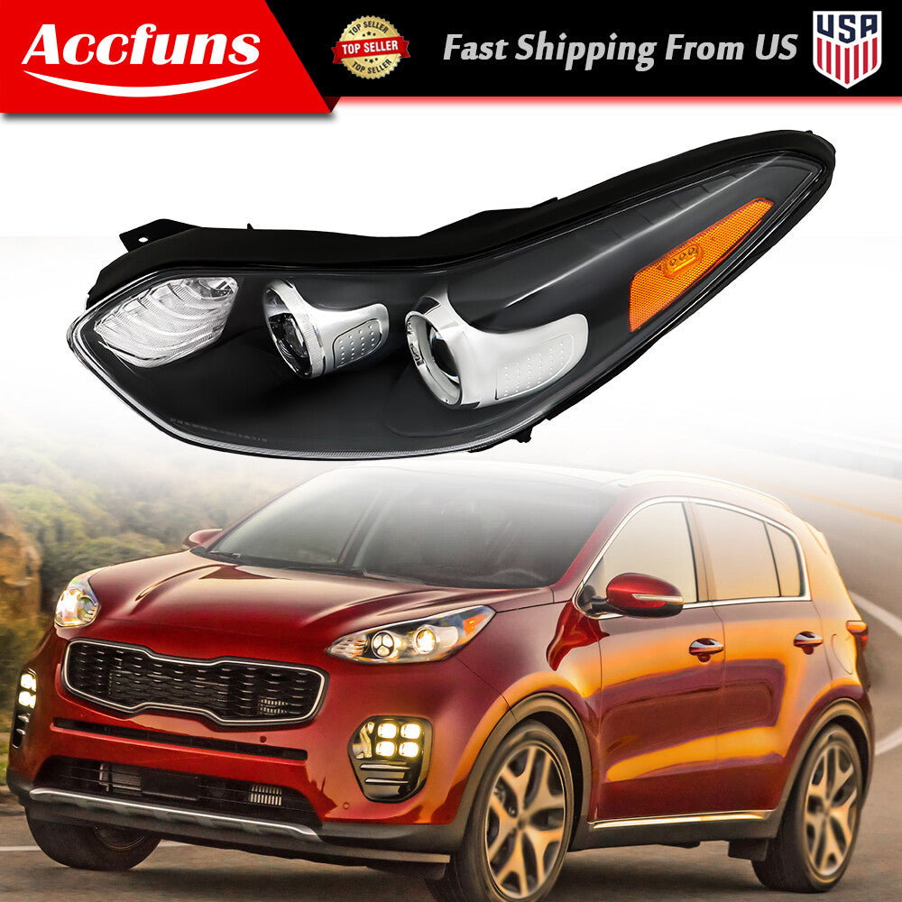 Halogen clear lens driver with LED DRL for 2017-2019 for Kia FWD headlights n