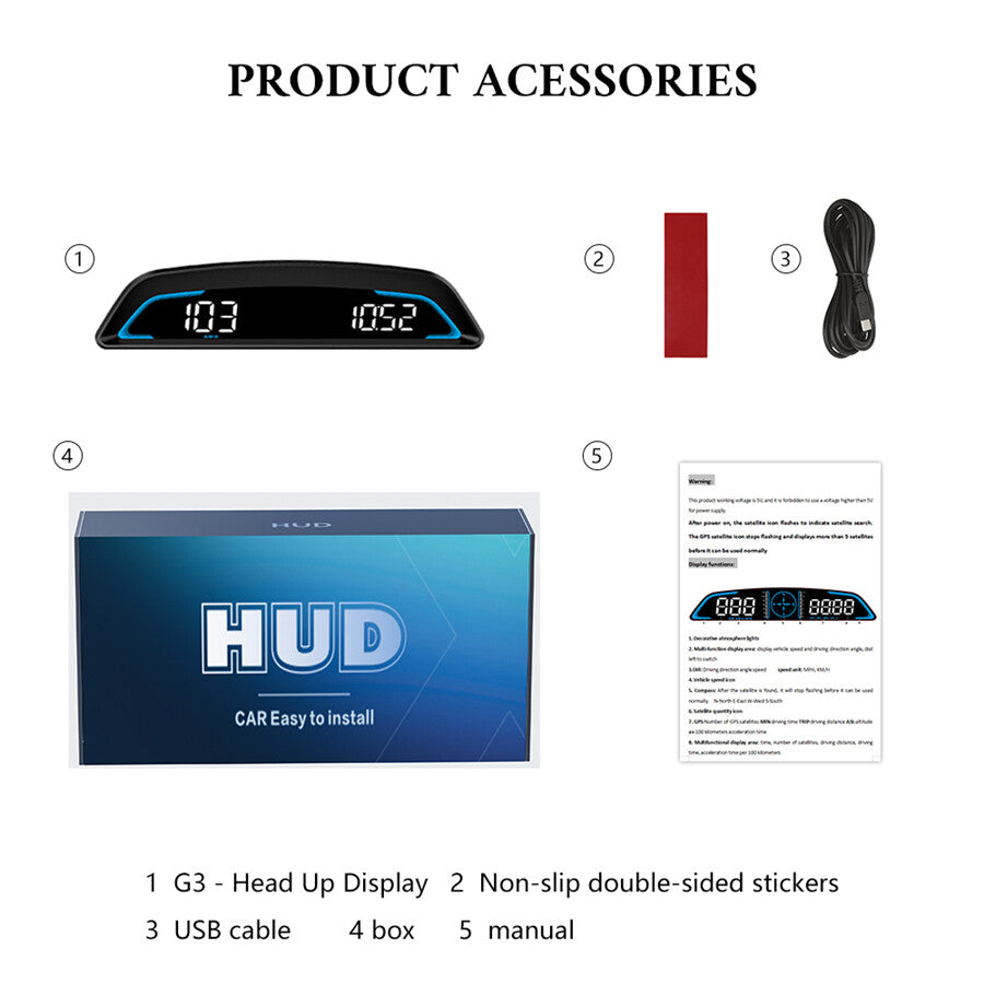 HUD GPS Head-Up Display Speedometer Odometer Car Digital Speed Overspeed Alarm n