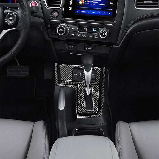 carbon fiber car gear shift cover trim for Honda for Civic 2013 - 2015 (September 2015)
