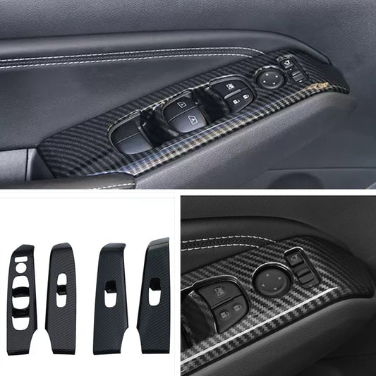 Carbon Fiber Inner Window Switch Panel Cover Trim For Altima 2019-2023 v