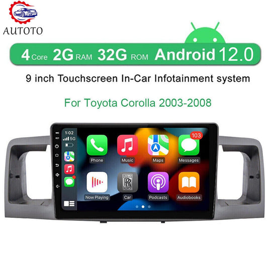 Car Stereo Radio fits for Toyota for Corolla 9 2G 32G Carplay Part 1.8L 2003-2008