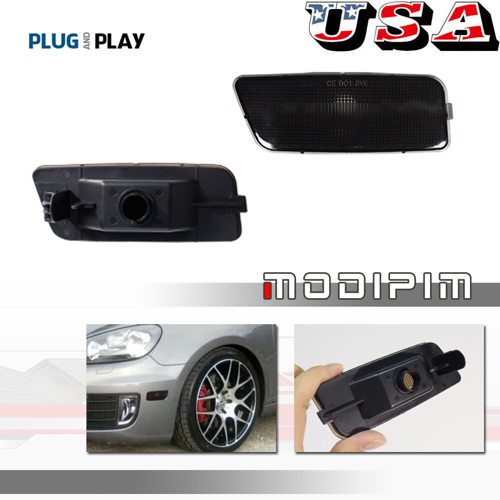 Suitable for 2010-2014 MK6 for Golf GTI smoked front fender side marker light housing set- v