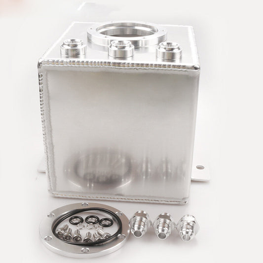 2L Car Fuel Swirl Surge Pot Tank Alloy Surge Tank for 044Fuel Pump Billet Silver Q