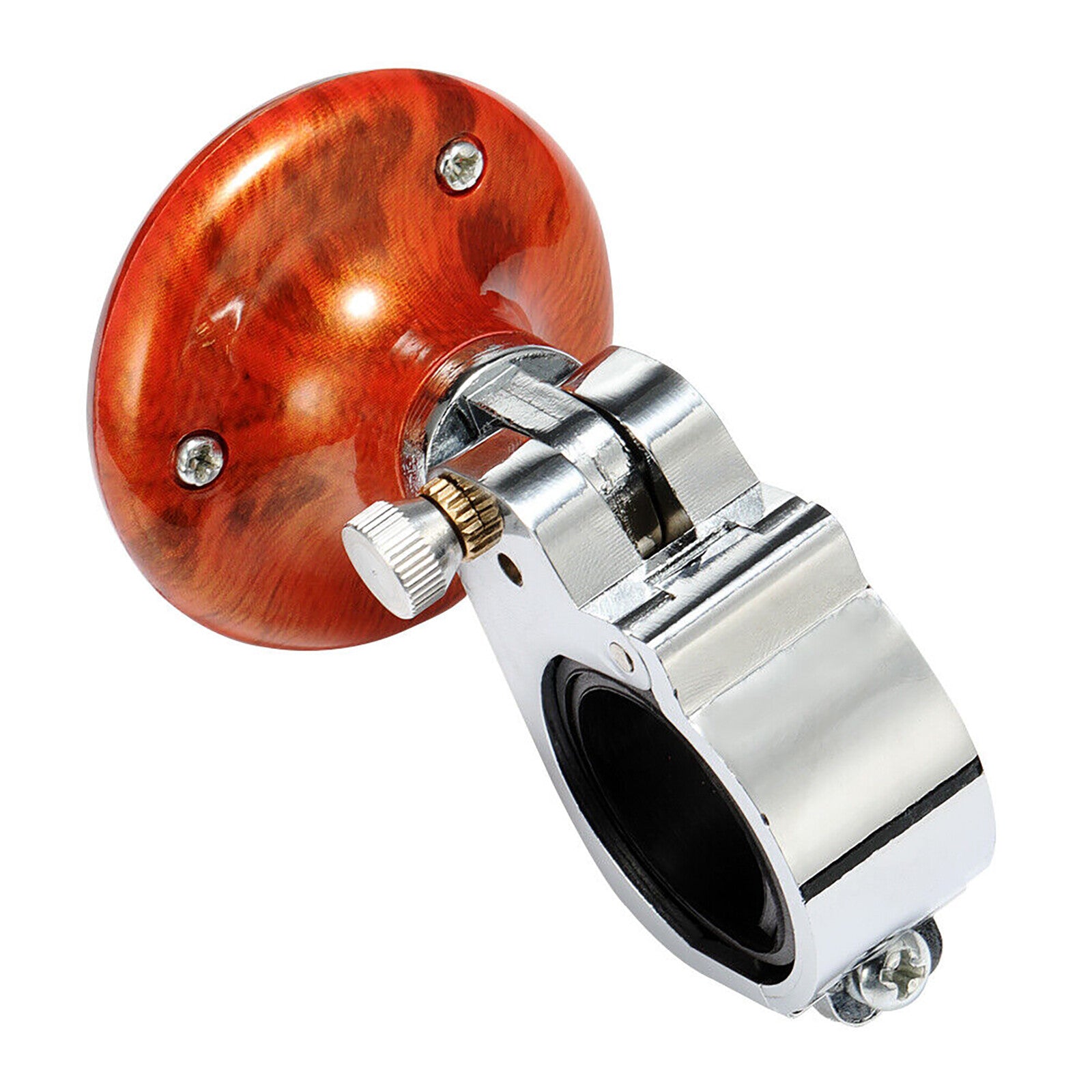 Woodgrain+Silver Steering Wheel Spinner Knob Handle Durable Replacement Parts