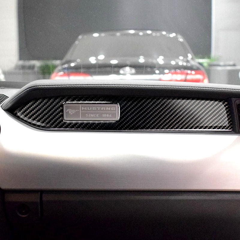 Carbon Fiber Black Interior Dashboard Panel Cover Trim for Mustang 2015-2019 n