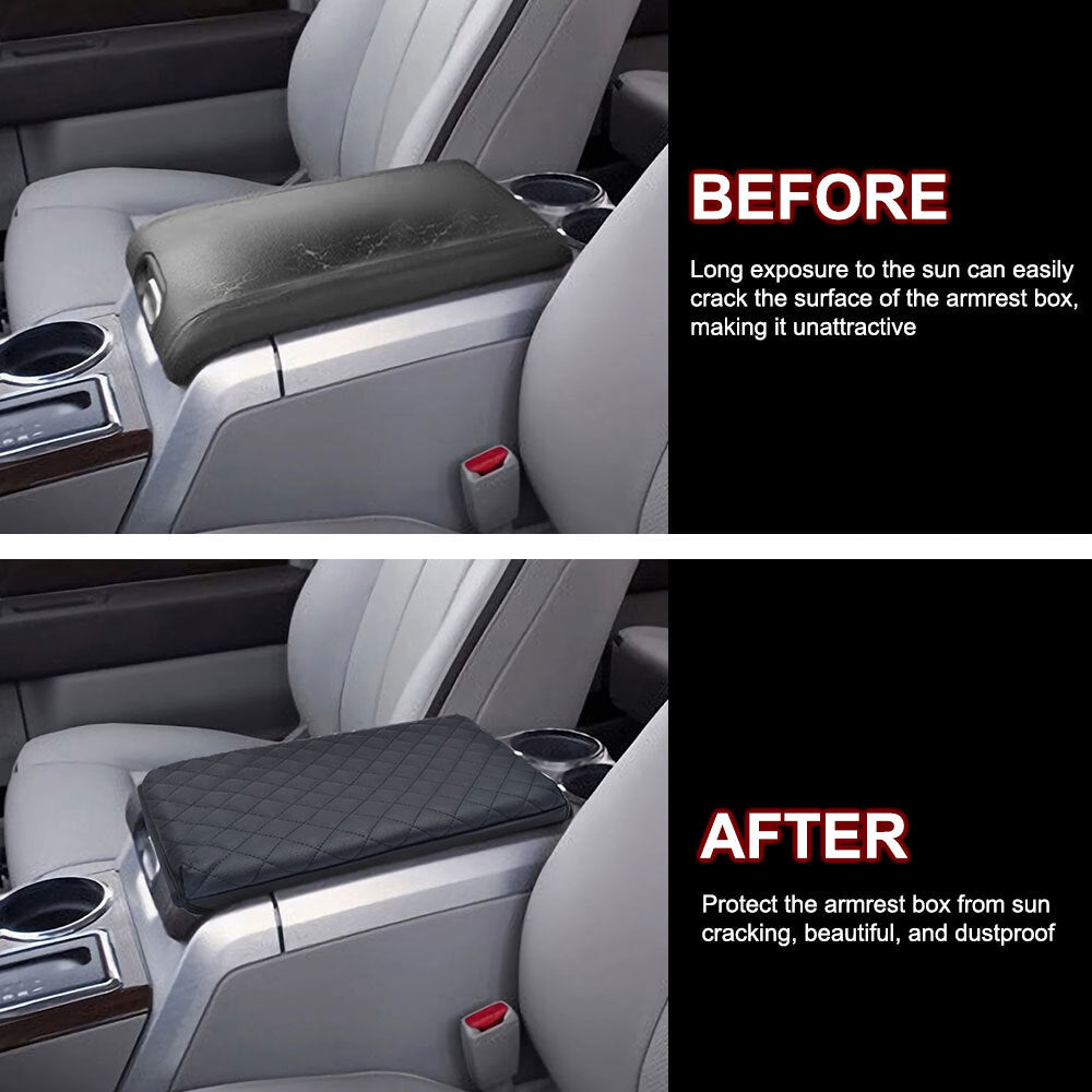 Leather-covered center console armrest cover cushion for 2009-2014 F150 cab. n