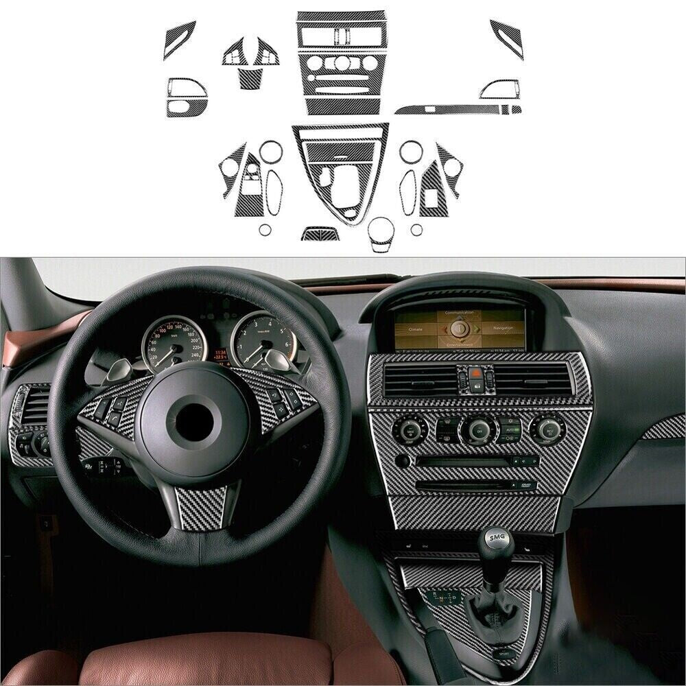 33x Carbon Fiber Interior Full Kit Cover Trim For 6- E63/E64 2004-2010 n